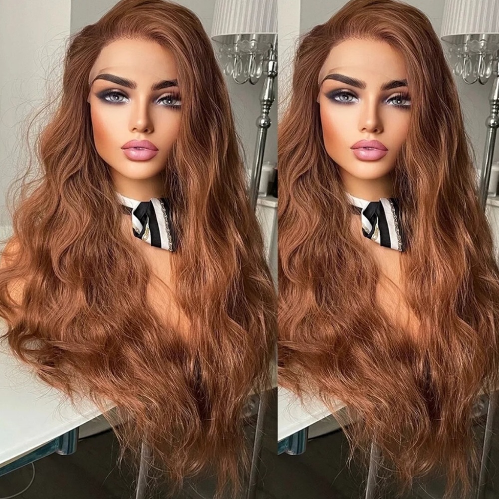 22โ AUBURN Brown Body Wavy Beautiful Lace Front Wig NEW